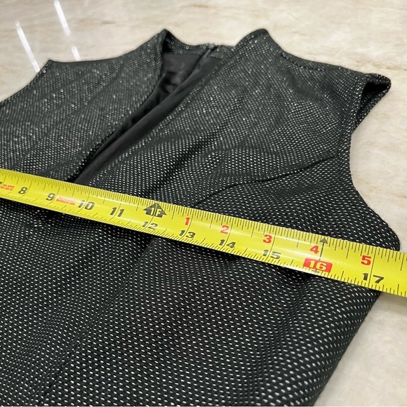 Coldwater Creek | V-Neck Sheath Midi Dress | Black Silver Metallic‎ | Size 6 - Picture 9 of 10